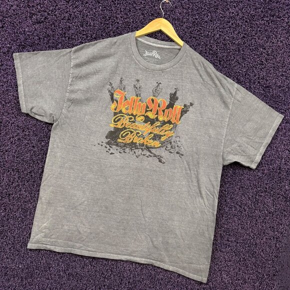 Jelly Roll Beautifully Broken Crown Country Pop T-Shirt XL - Picture 3 of 4